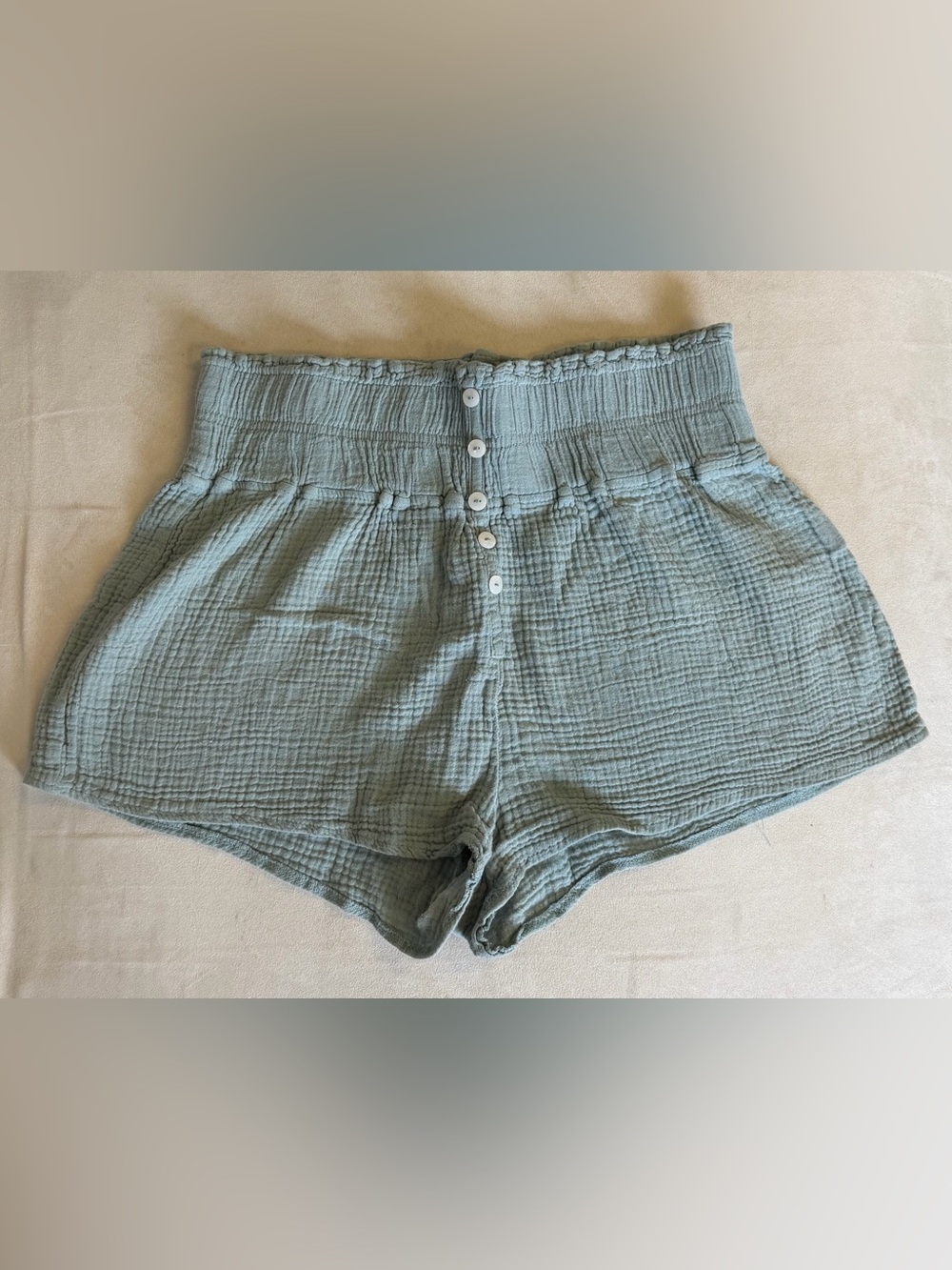 Light Sage Gauze Button-Front Women’s Shorts
